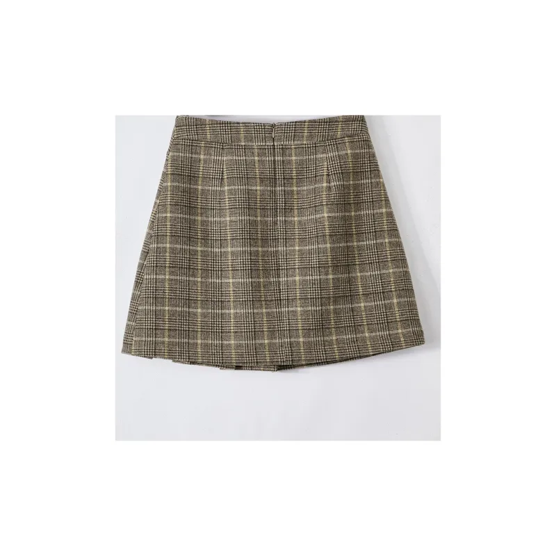 XIANGYING Casual Short Skirts Women's Milk Coffee-1