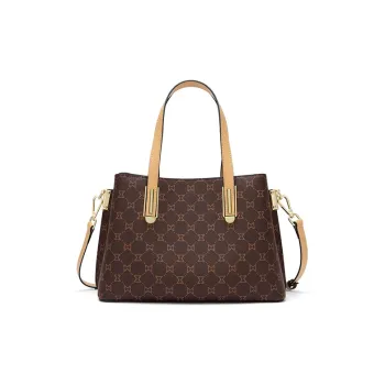 MashaLanti Synthetic Leather Tote Bag, Shopping Bag, Shoulder Bag, Handbag Medium Size Women's Dark Brown & Apricot
