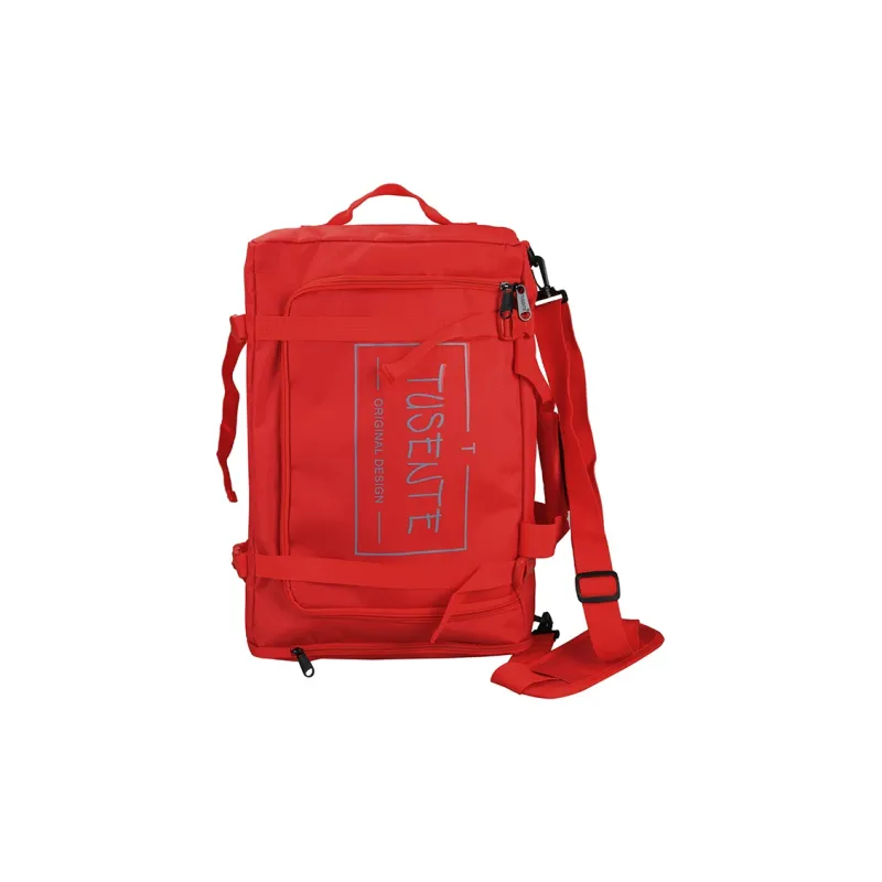 Deli Bear Oxford Backpack Large Size Unisex Light Gray/Dark Gray/Black/Red-8