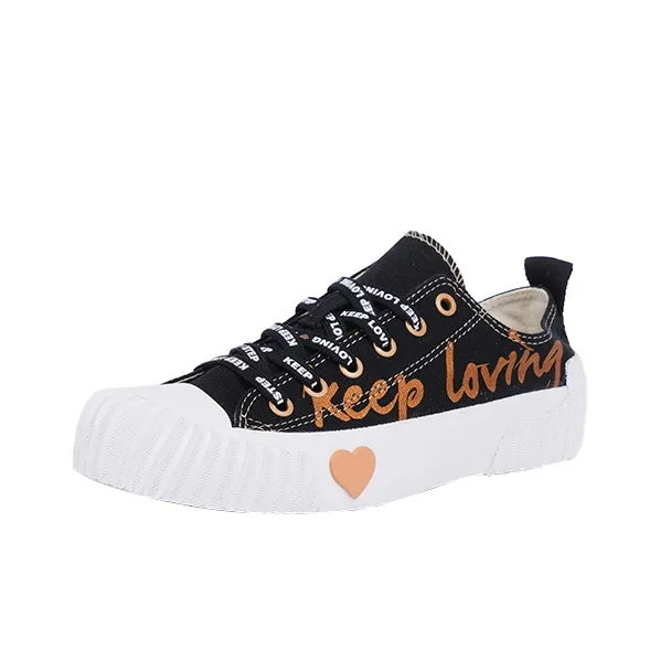 ISTEP Wear resistant And Lightweight Low Top Canvas Shoes Women's Black-1