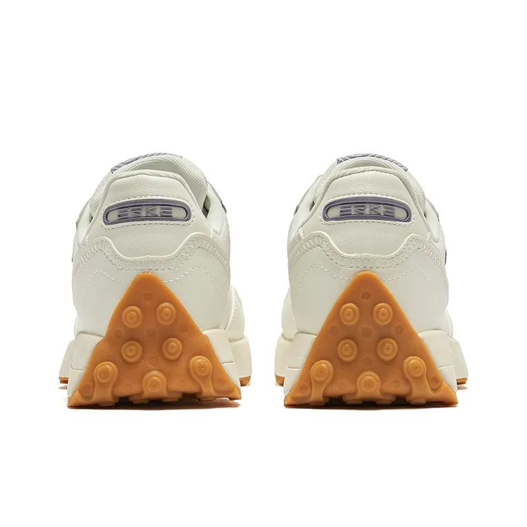 Erke Abrasion Resistant Slip Resistant Low Top Casual Athletic Shoes Women's Ivory White Poplar Catkin Purple-3