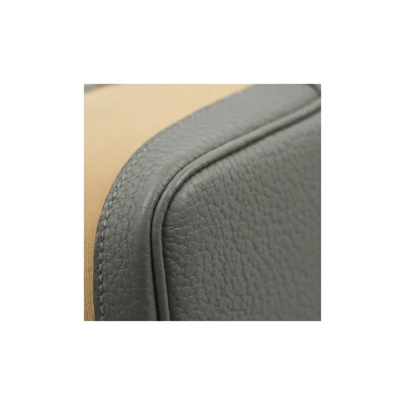HERMES Garden Party Tempete Canvas With Leather Garden Bag Handbag Unisex Maje Gray-25