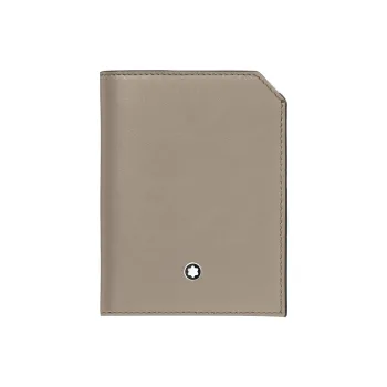 MONTBLANC Soft Leather Series Cow Leather Card Holder Wallet Mini Men's Gray Gray