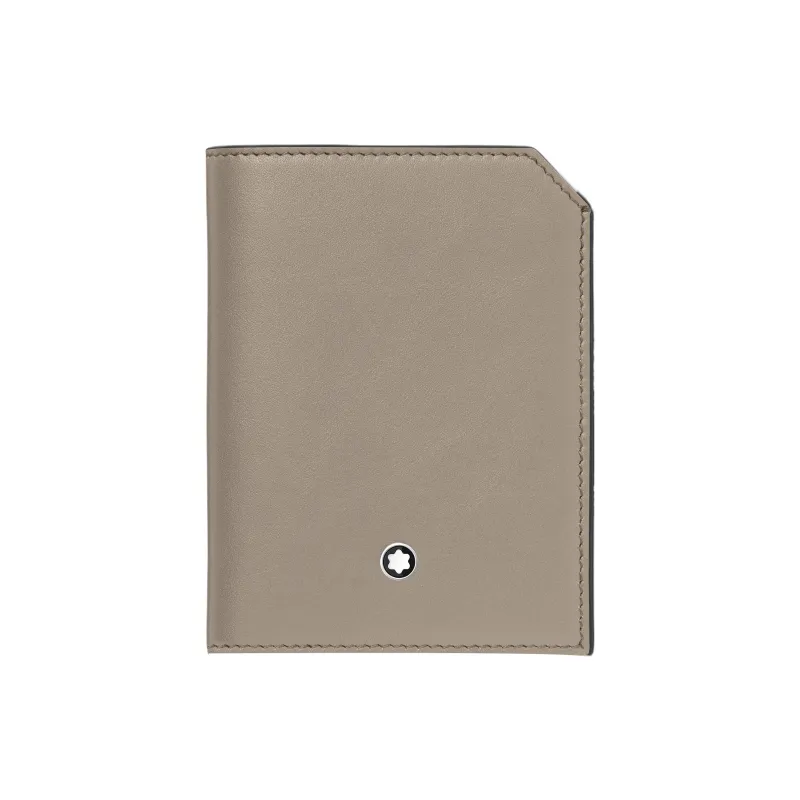MONTBLANC Soft Leather Series Cow Leather Card Holder Wallet Mini Men's Gray Gray-0