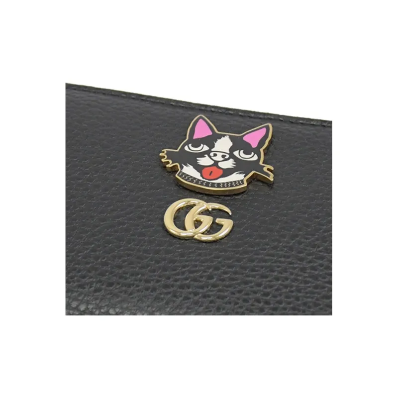 GUCCI Leather Wallets With Money Clip Women's Black-4