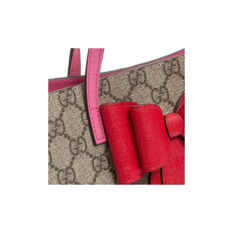 GUCCI Canvas With Leather Tote Bag Shopping Bag Handbag Kids' Bags Kids' Ebony/Pink/Red-3