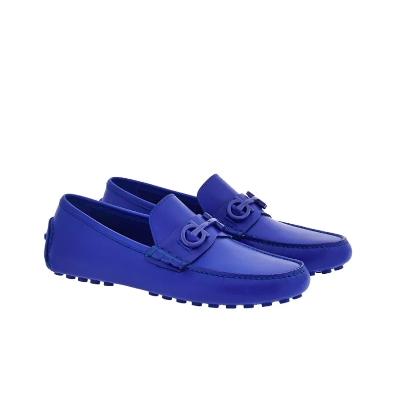 FERRAGAMO Driver Gancini-plaque Leather Loafers-2