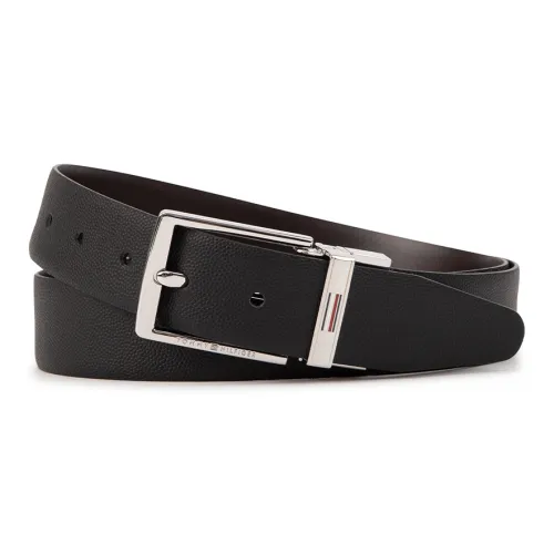 Tommy Hilfiger Double-Sided Business Pin Buckle Style Leather Belts Men's Black/Dark Coffee