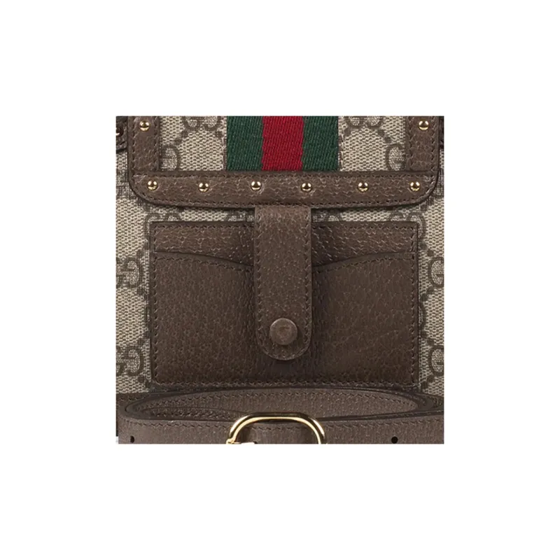GUCCI Ophidia Canvas With Leather Headphone Protective Case Shoulder Bag Crossbody Bag Small Size Unisex Ebony/Brown-7