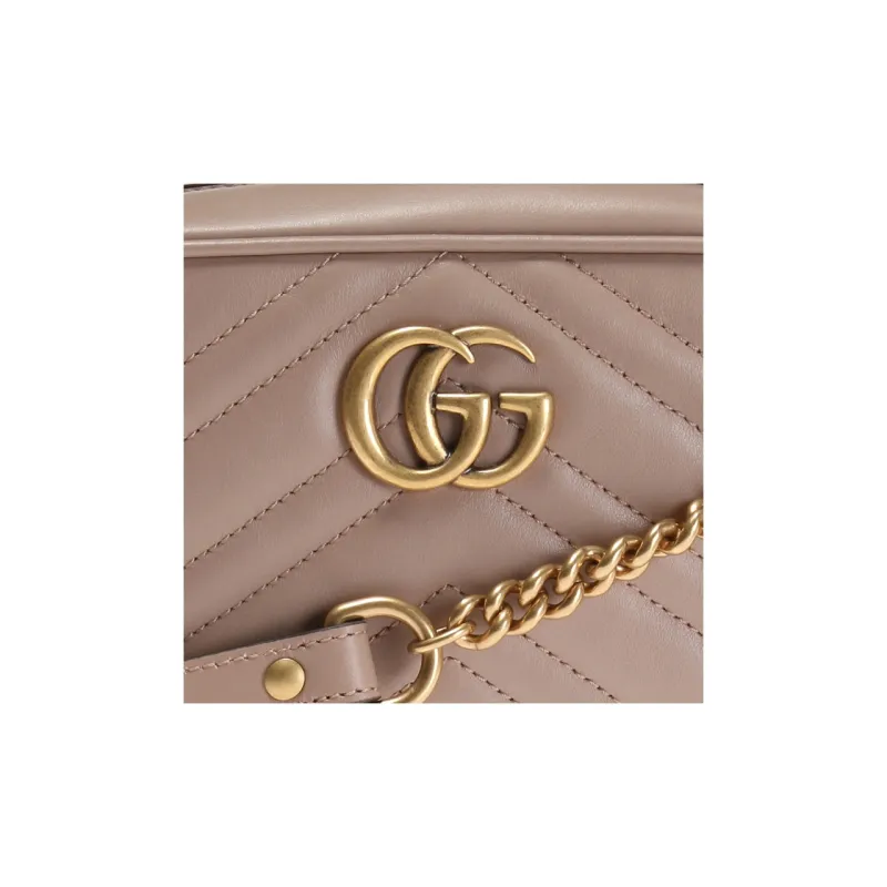 GUCCI GG Marmont Quilting Leather Shoulder Bag Crossbody Bag Women's Nude Pink-4