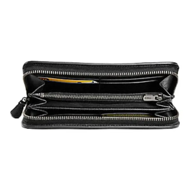 COACH Accordion Zip Glove Tanned Leather Wallet Regular Women's Deep Bronze & Black-1