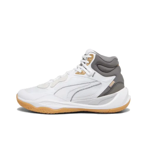 PUMA Playmaker Basketball Shoes Men Mid-Top White Gray