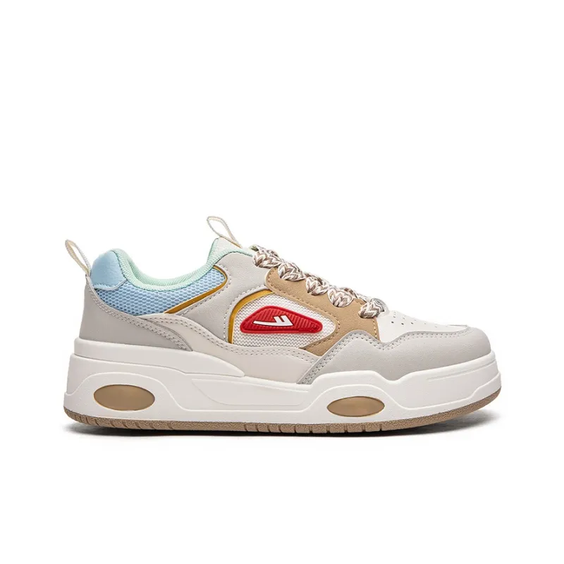 Warrior Preppy Style White Sneakers Wear resistant And Lightweight Low Top Skateboard Shoes Women's Beige Brown Blue-1