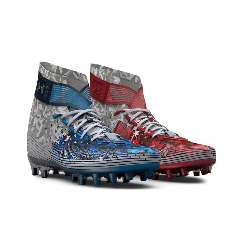 Under Armour Highlight Mc Le Usa Football Cleats 'Grey Blue Red'-2