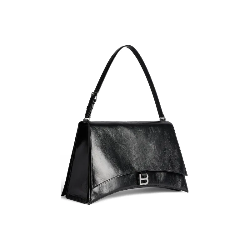 Balenciaga CRUSH Cow Leather Handbag Shoulder Bag Large Size Women's Black-1