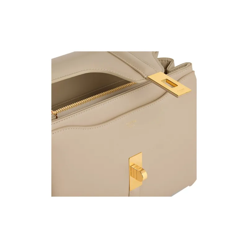 CELINE 16 Satin Calfskin Shoulder Bag Trumpets Women's Beige-3