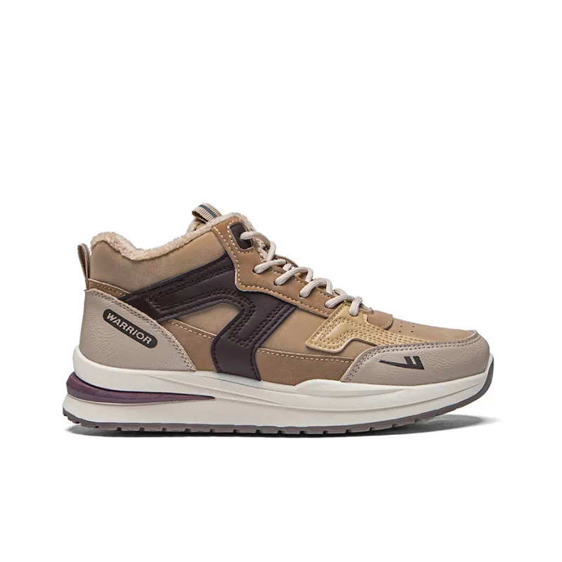 Warrior Thickened And Fleece Lined Padded Shoes Lightweight Wear Resistant And Warm High Top Casual Shoes Men's Khaki-1