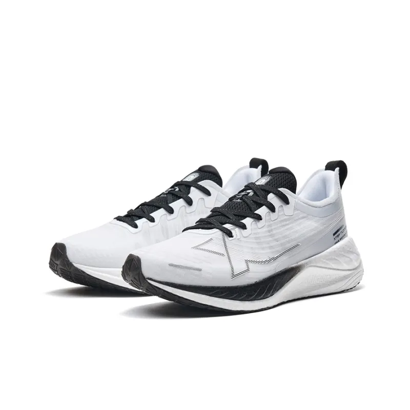 XTEP Two Thousand Kilometers 1.0 Anti Slip Wear Resistant Low Top Sprint Running Shoes Women's Black White-2