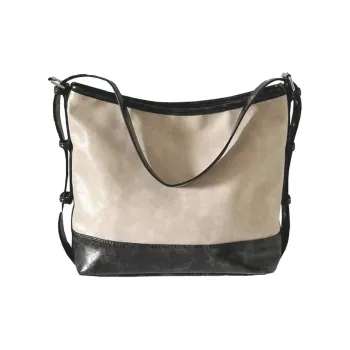 UNITE STAR PU Soft Leather Tote Bag Shopping Bag Shoulder Bags Women's Black And White/Ecru