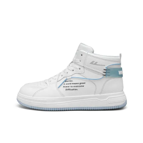 WARRIOR Skateboard Shoes Men High-Top White/Light Blue