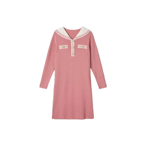 YINER GoodLand Long-Sleeved Dresses Women's Pink