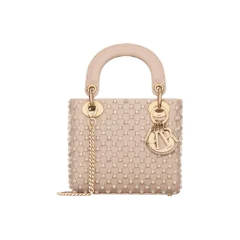 DIOR Lady Dior Sheepskin Shoulder Bag Crossbody Bag Handbag Mini Women's Caramel Beige
