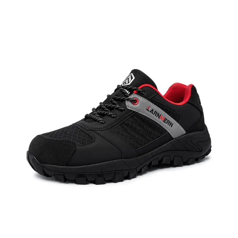 LARNMERN Labor Shoes Low Top Outdoor Shoes Unisex Black Red-1