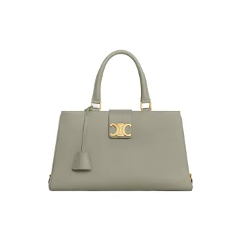 CELINE Soft Cow Leather Shoulder Bag Crossbody Bag Handbag Medium Size Women's Gray Green