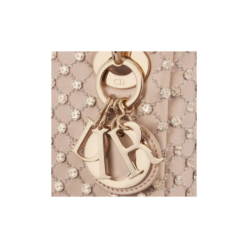 DIOR Lady Dior Sheepskin Shoulder Bag Crossbody Bag Handbag Mini Women's Caramel Beige-4