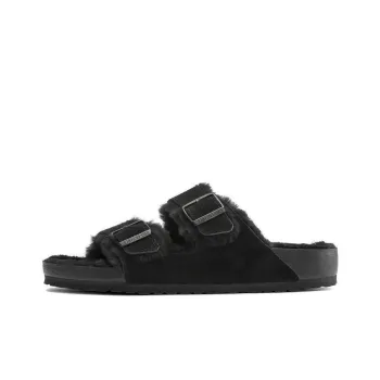 Birkenstock Arizona Shearling Massage Antibacterial Quick Dry Slide Slippers Unisex Black Regular