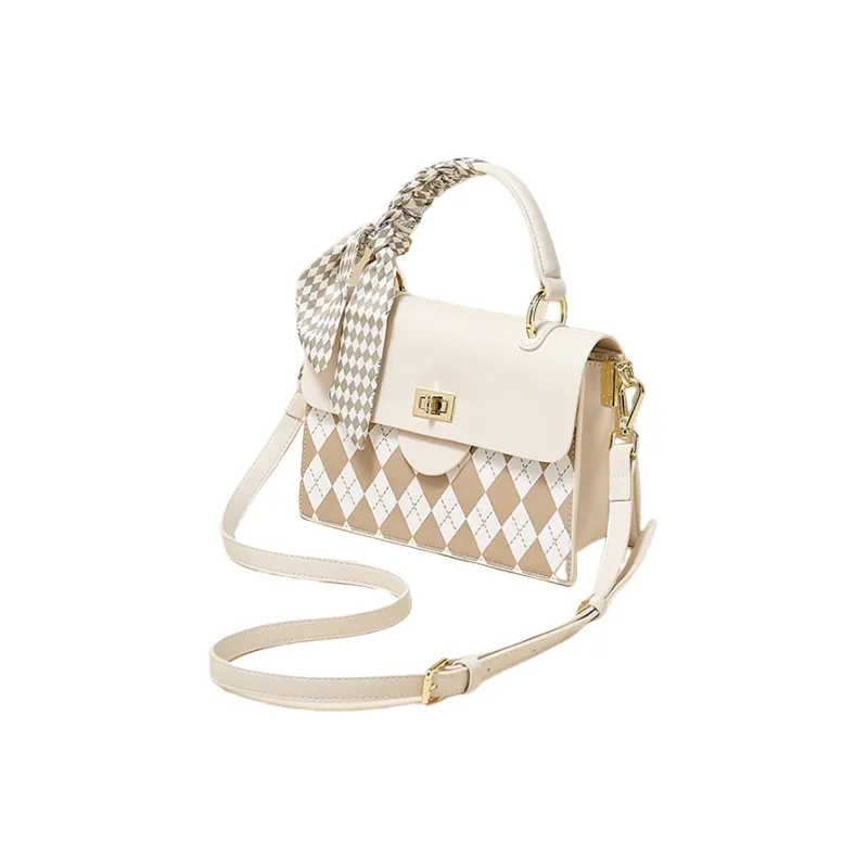FOXER PU Premium Handbag, Shoulder Bag, Crossbody Bag Medium Size Women's Ecru-3