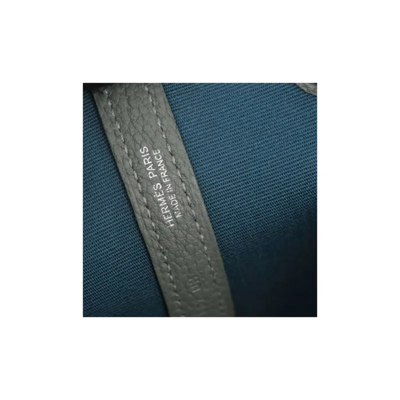 HERMES Garden Party Tempete Canvas With Leather Garden Bag Handbag Unisex Maje Gray-21
