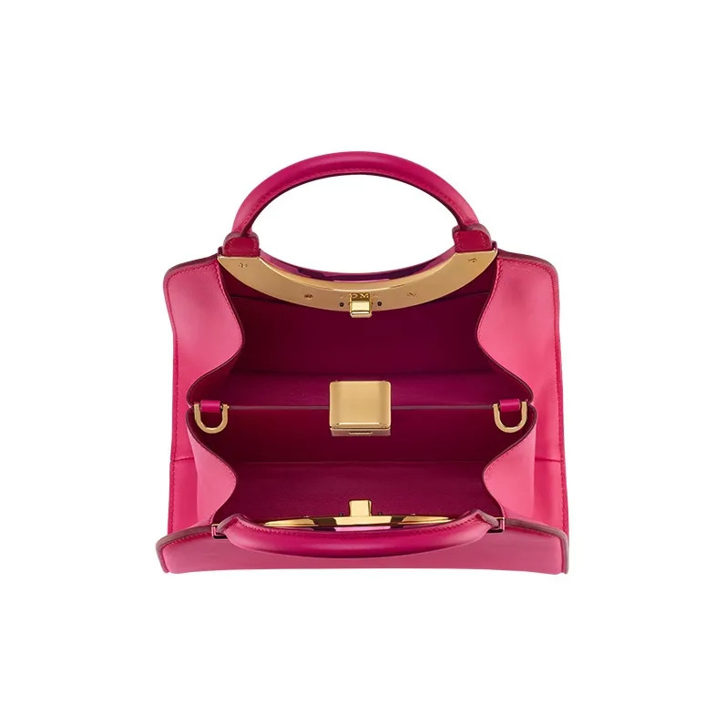 BVLGARI Roma Amor Series Calfskin Shoulder Bag Crossbody Bag Handbag Small Size Women's Pink-3