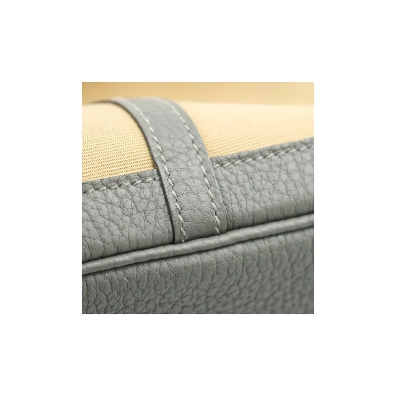 HERMES Garden Party Tempete Canvas With Leather Garden Bag Handbag Unisex Maje Gray-10