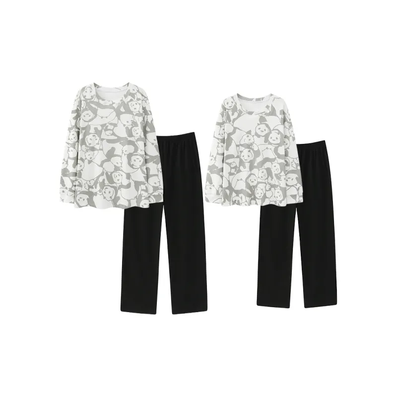 Chun Xi Pajama Set Unisex Black White Print-0