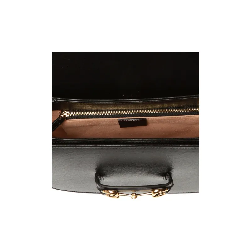 GUCCI Horsebit 1955 Leather Saddle Bag Crossbody Shoulder Bag Women's Black-3
