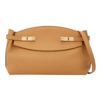 FERRAGAMO Calfskin Evening Party Bag Shoulder Bag Crossbody Bag Large Size Women's Light Camel