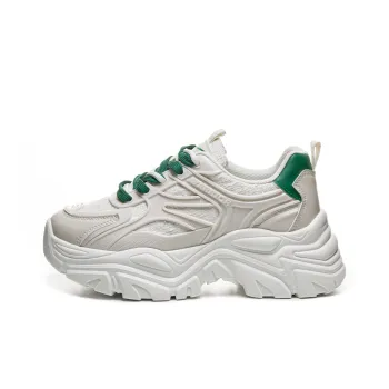 Warrior Shock Absorbers With Slip Resistant Features Low Top Chunky Sneakers Women's Beige Green