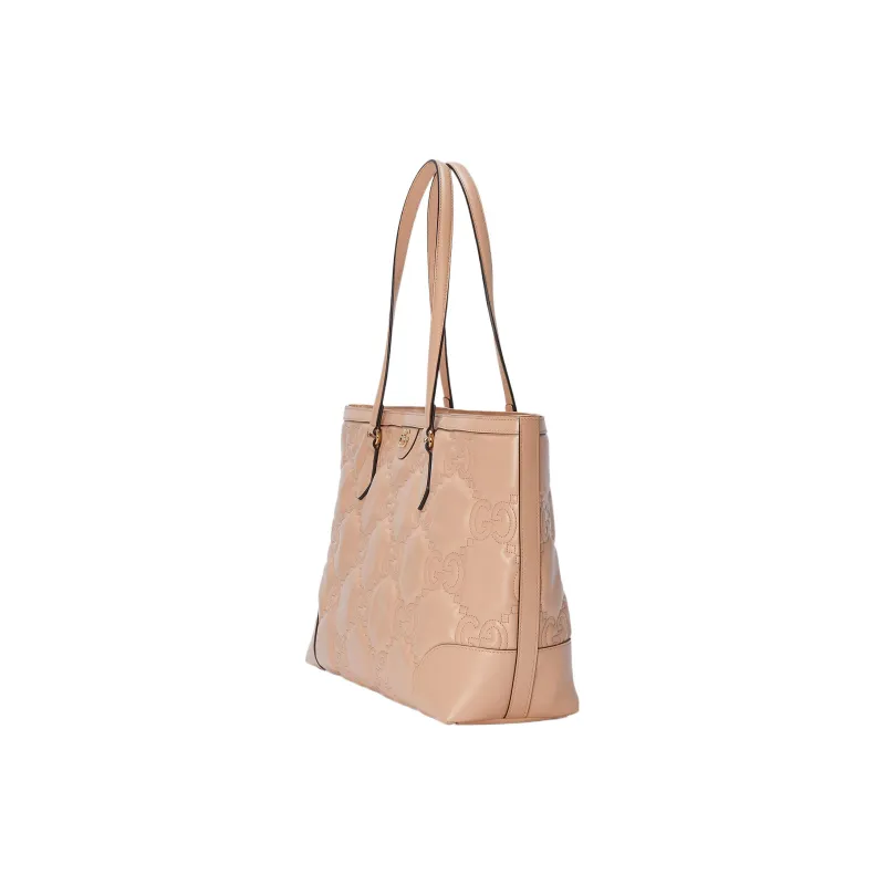 GUCCI GG Matelassé Leather Tote Bag Shopping Bag Shoulder Bag Handbag Medium Size Women's Rose Beige-1