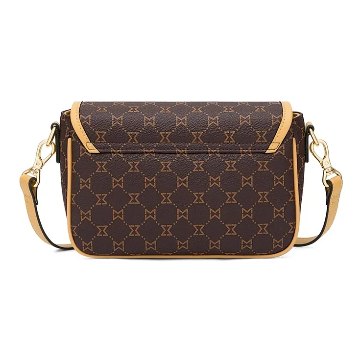 MashaLanti PVC Small Square Bag Shoulder Bag Small Size Women's Dark Brown & Apricot-2