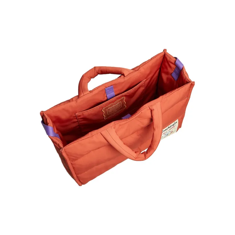 Coachtopia Polyester Tote Bag Shopping Bag Handbag Shoulder Bags Large Size Women's Red-3