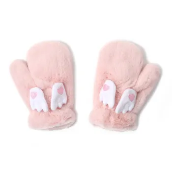 FREE RABBITⅡ Freeze-Resistant Plush Yarn Fingerless Gloves Unisex