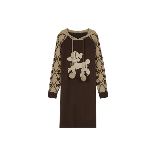 ELF SACK Long-Sleeved Dresses Women's Warm Brown