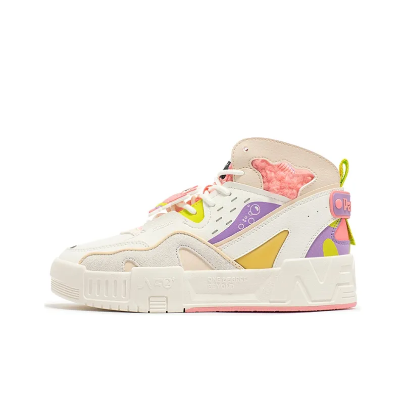 361° Warm Anti Slip And Wear Resistant High Top Skateboard Shoes Women's White-0