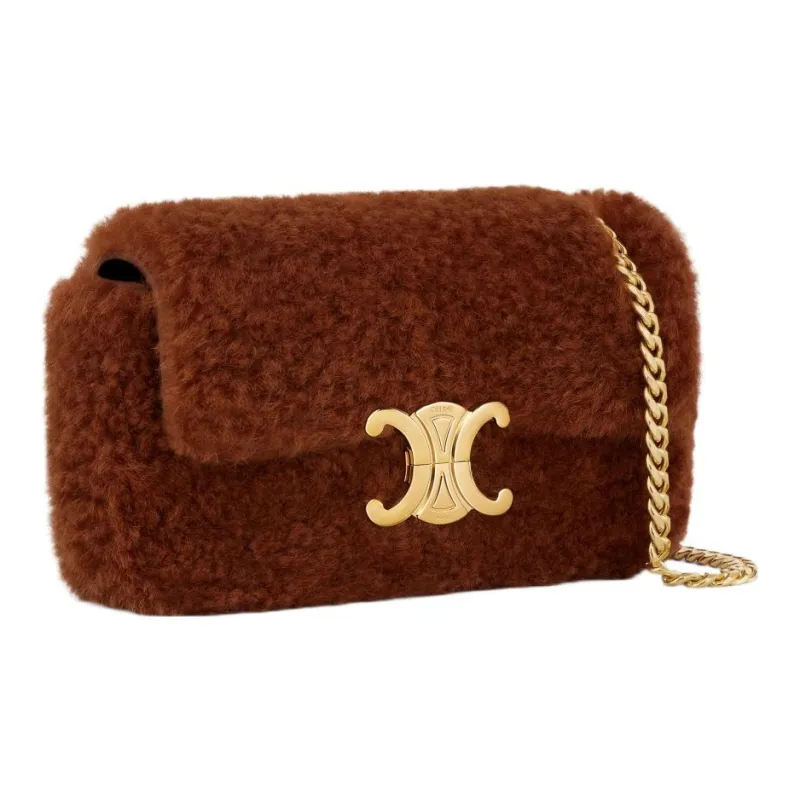 CELINE Wool Shoulder Bag Crossbody Bag Regular Women's Fox Red-1