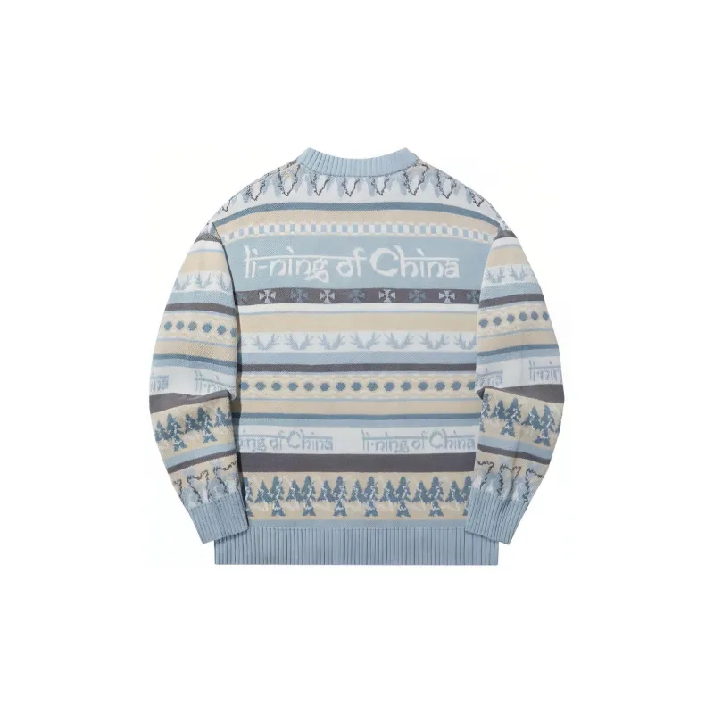 LiNing Sweater Unisex Stone Blue Gray Jacquard-1
