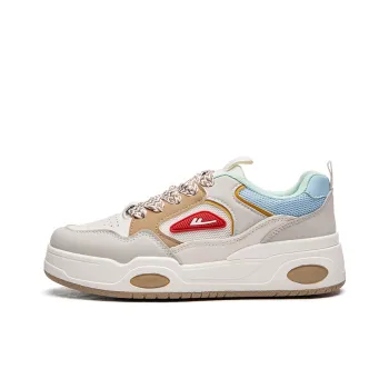 Warrior Preppy Style White Sneakers Wear resistant And Lightweight Low Top Skateboard Shoes Women's Beige Brown Blue