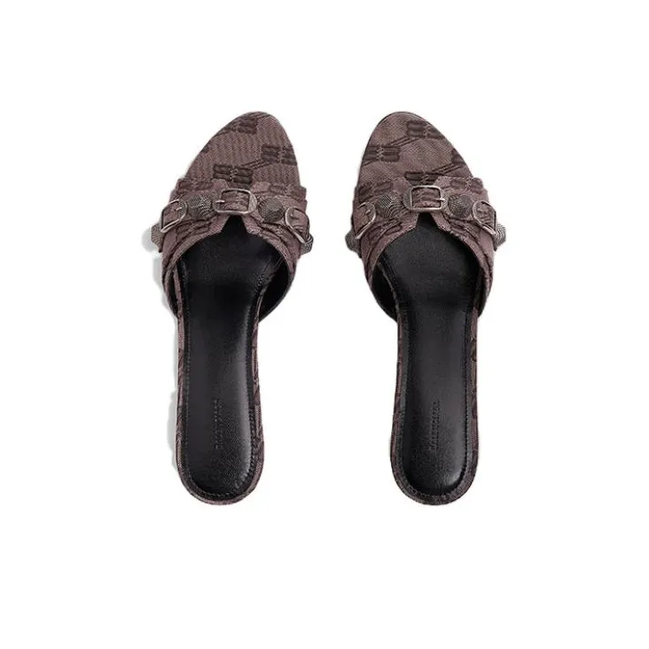 Balenciaga Cagole Rubber Sole Slip Resistant Slide Slippers Women's Umber-5