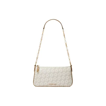 MICHAEL KORS Canvas Clutches Crossbody Bags Medium Size Women's White
