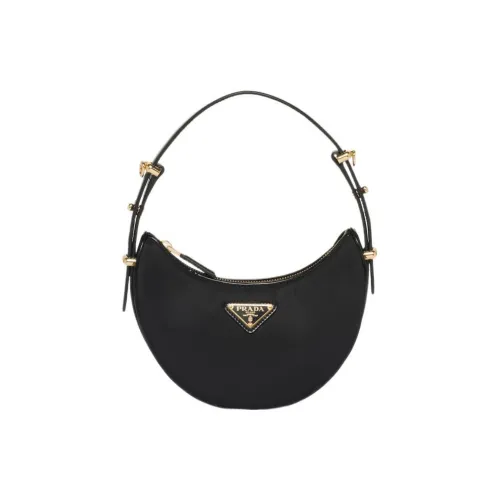 PRADA Arque Recycled Nylon Handbag, goldfarbenen Bag Mini Women's Black